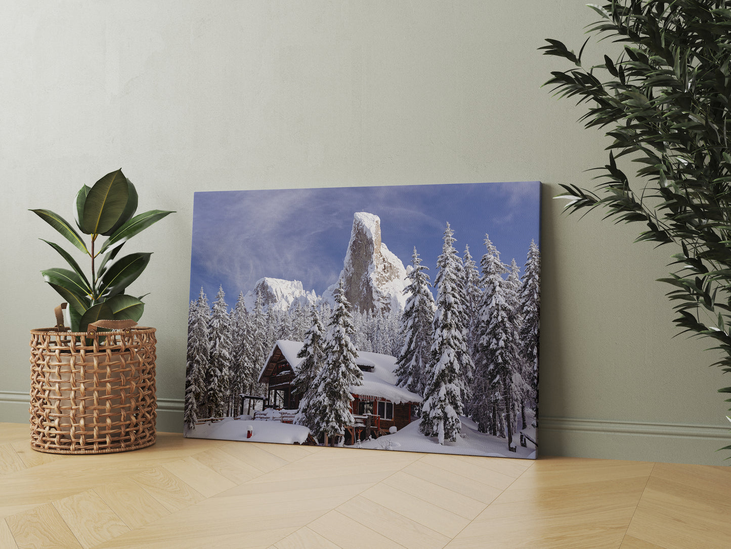 Tablou canvas Bucovina Pitoreasca Pietrele Doamnei - Iarna la cabana, Masivul Rarau OS05