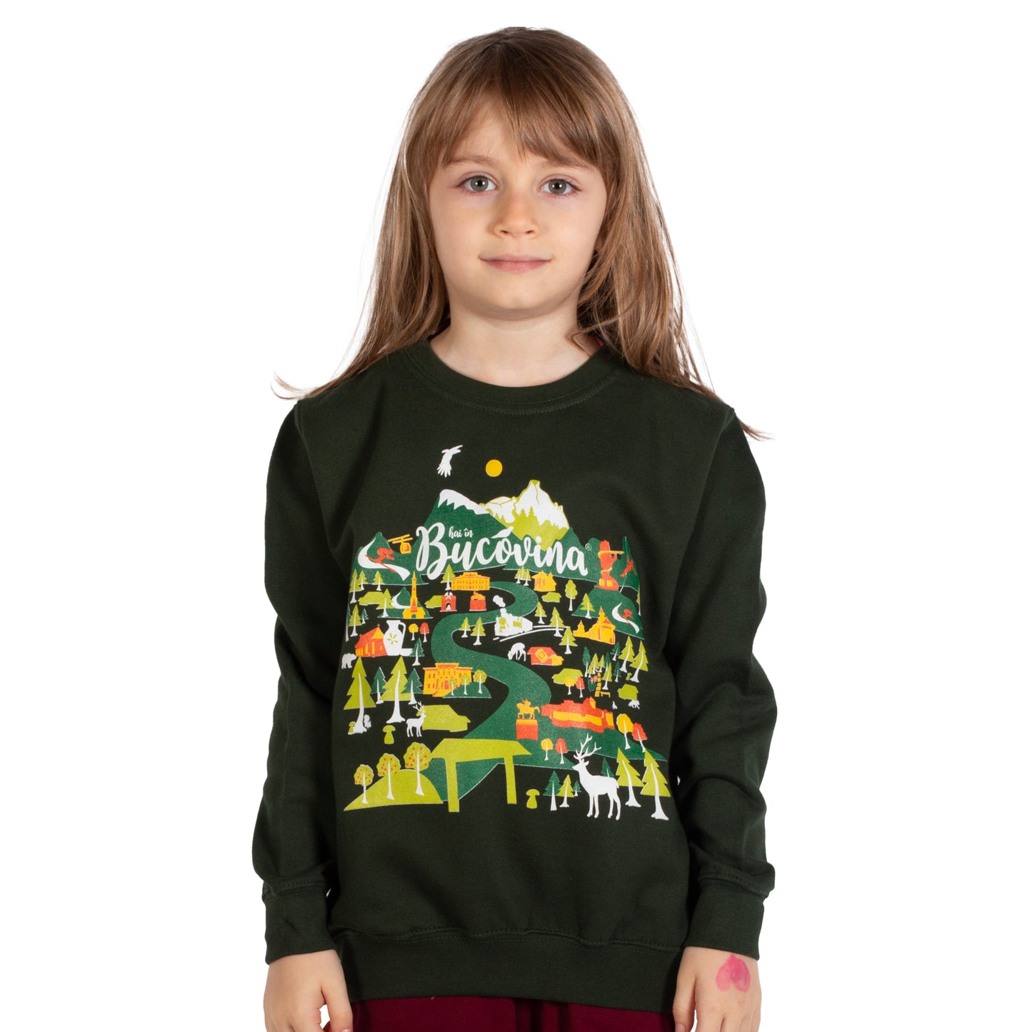 Bluza Hai in Bucovina Poveste copii forest green
