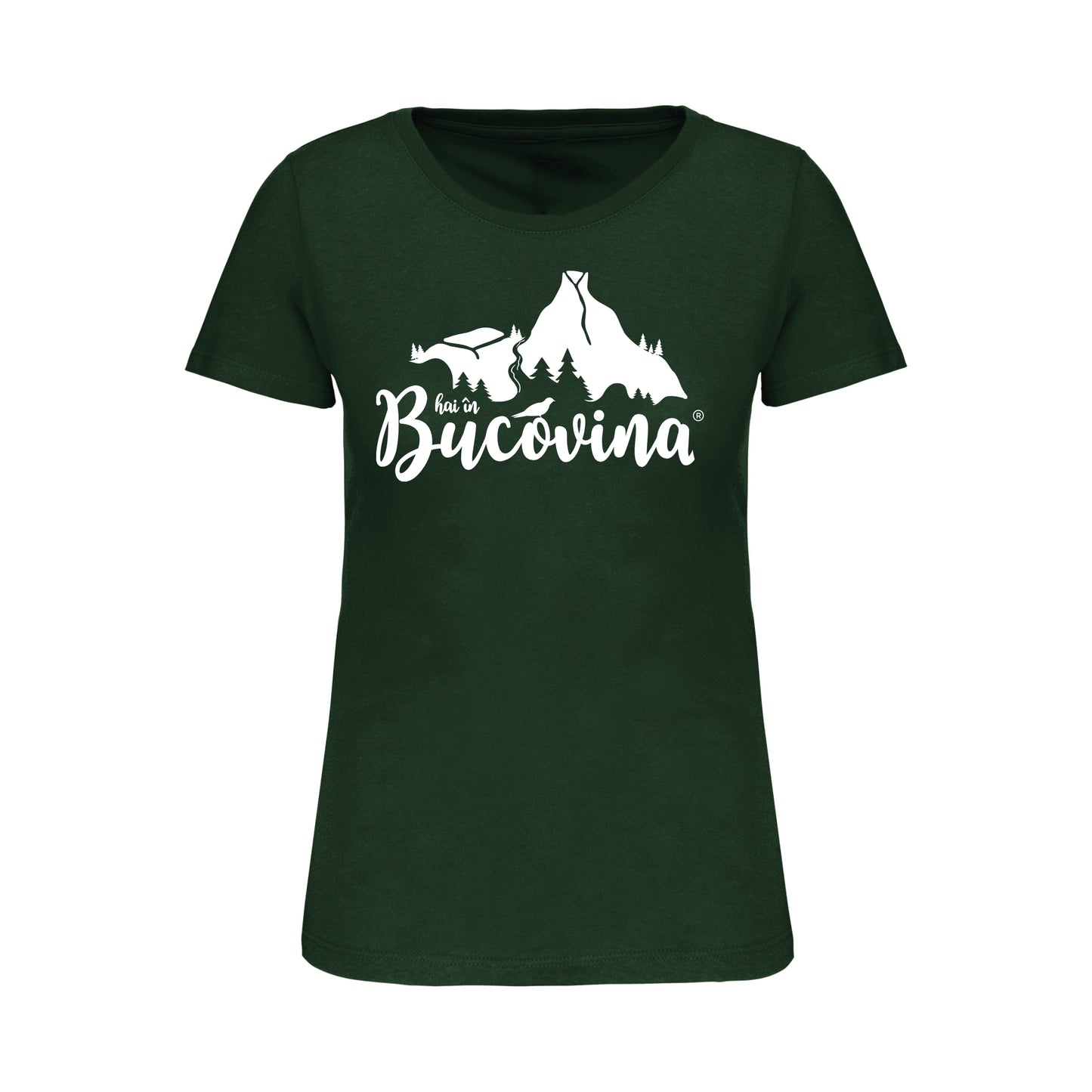 Tricou Hai in Bucovina Clasic dama forest green