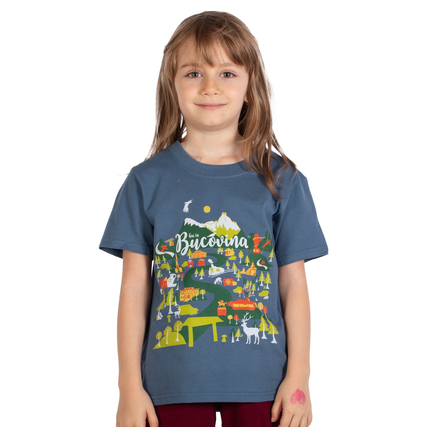 Tricou Hai in Bucovina Poveste copii indigo blue