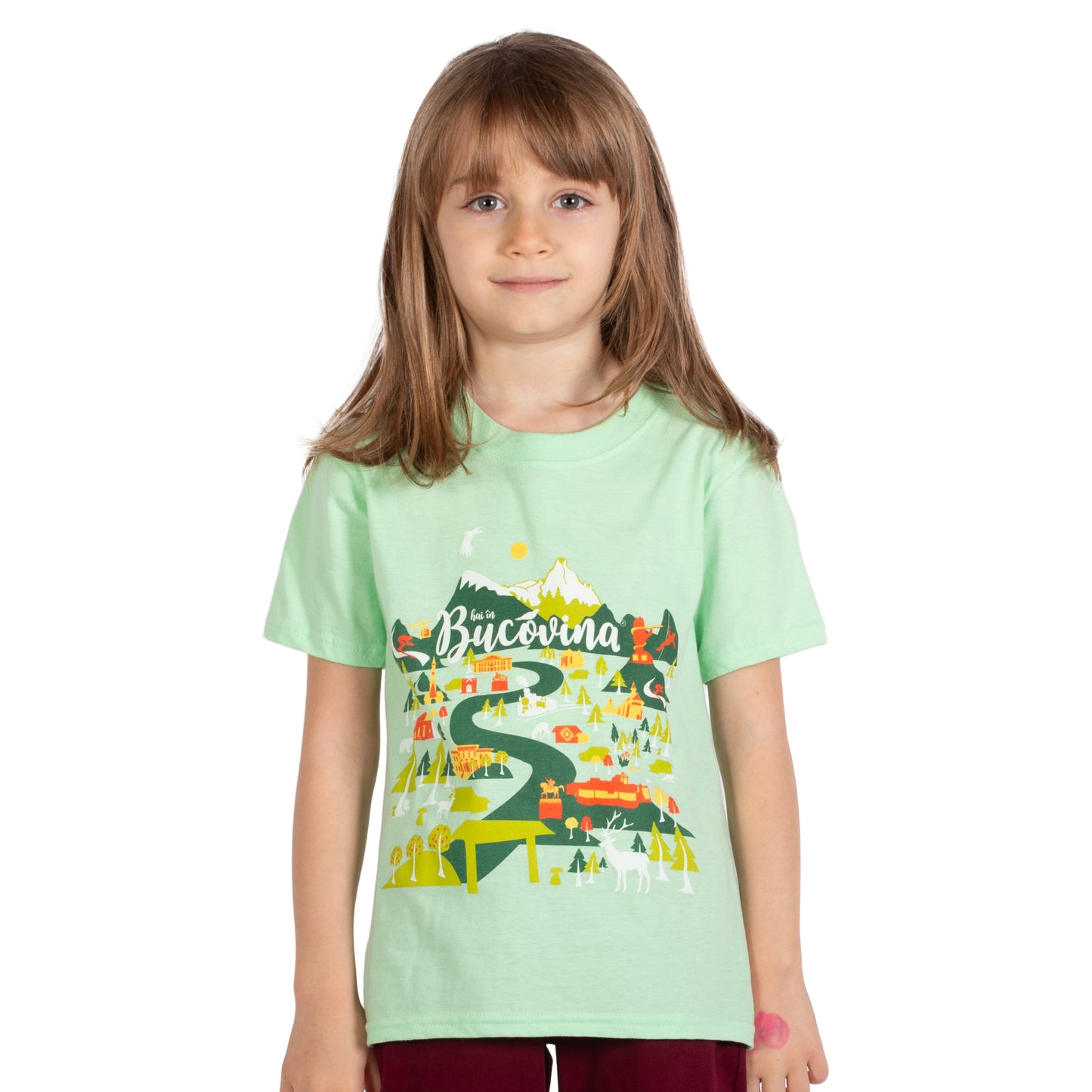 Tricou Hai in Bucovina Poveste copii mint green