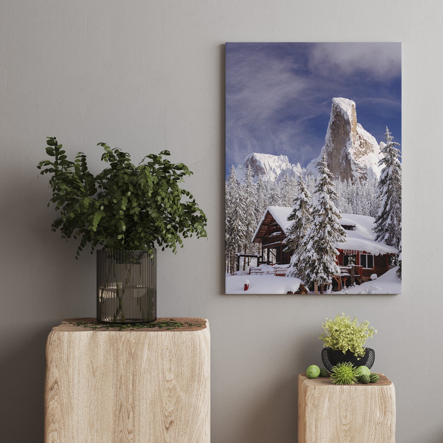 Tablou canvas Bucovina Pitoreasca Pietrele Doamnei - Iarna la cabana, Masivul Rarau OS09